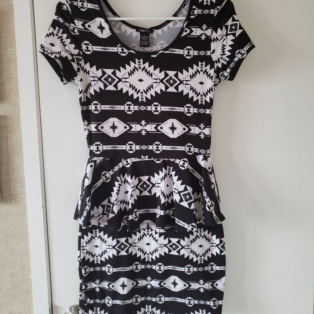 Aztec print peplum mini dress